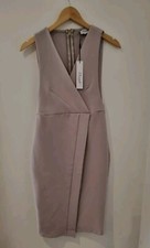 Closet Sexy Wrap Front Pencil Dress In Light Grey Uk Size 8 New With Tags Party