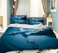 3D Sea Sailfish Blue Ripple Quilt Cover Set Duvet Cover Bedding Pillowcases 786