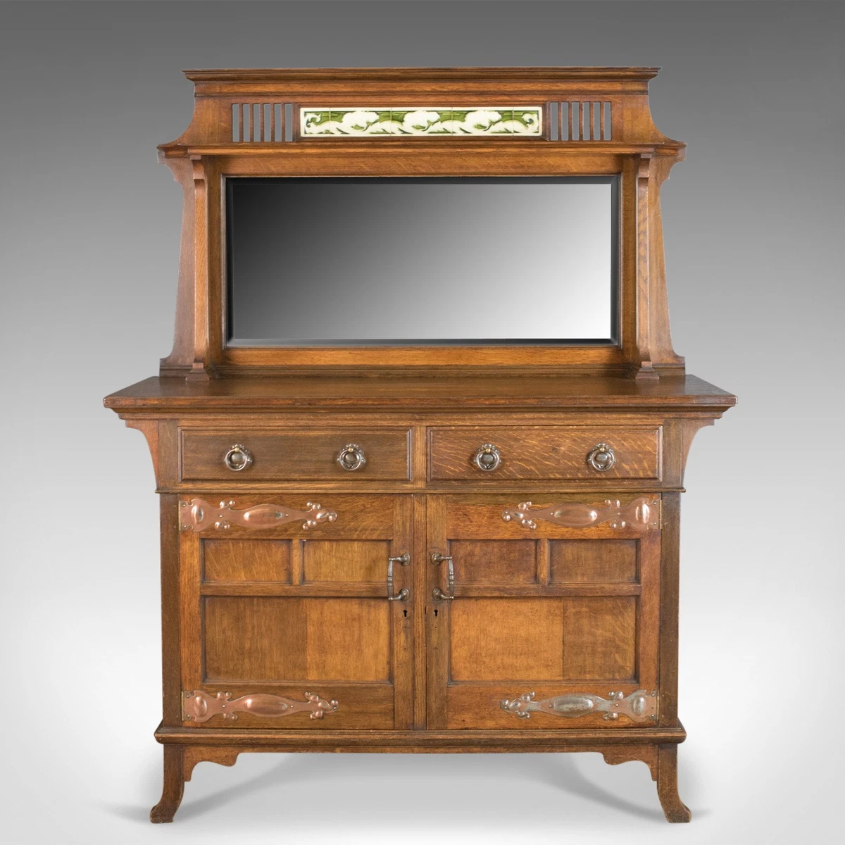 Antique Sideboard English Oak Arts Crafts Cabinet Liberty