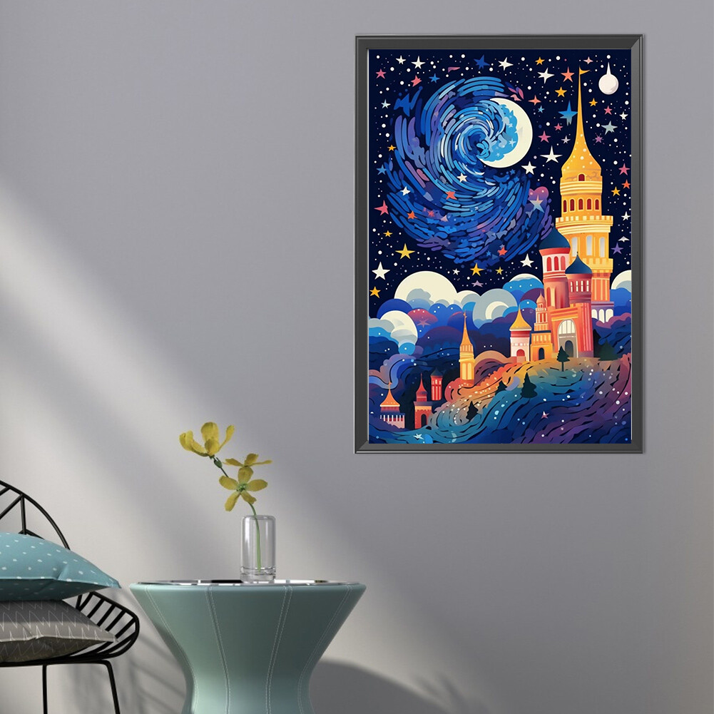 5D DIY Full Round Drill Partial AB Diamond Painting Castle Kit Art ...