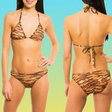 KINIKI TAN THROUGH BIKINI SET TRIANGLE TOP SIZE 16 18 BRIEF SIZE 20 -MIX MATCH