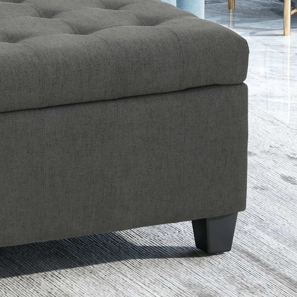 Piogor Contemporary Tufted Fabric Storage Ottoman - Image 4 of 4