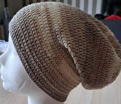 Beanie, Mütze, Longbeanie, gehäkelt, Sommer Herbst Winter Lange Mütze Batik 30cm