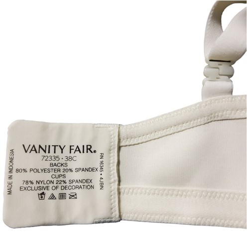 Vanity Fair Wireless Bra Women's Size 38C Off White Lined Versitile Straps 16345 - Picture 8 of 12