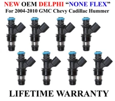 NEW 8 OEM Delphi NOT FLEX Fuel Injectors For 08-09 Hummer H3 H3T 5.3L H2 6.2L