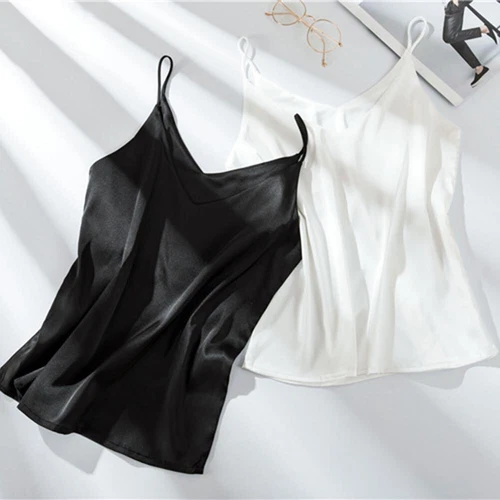 Women Silk Satin Tank Cami Plain Sleeveless Strappy Camisole Vest Casual Tops - Picture 4 of 35