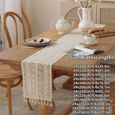Vintage Lace Runner Table Cable Crochet Ornate Centerpieces Rectangular Tablecloth