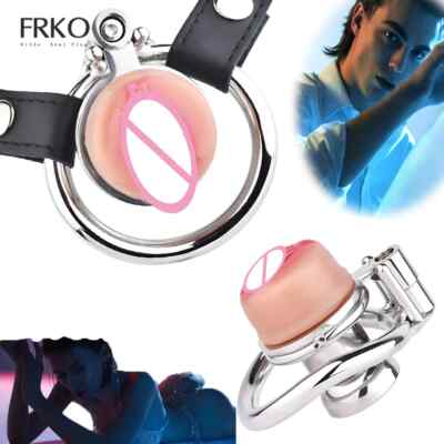 Screw Lock Metal Chastity Cage Device Removable Silicone Pussy Lock Belt Sissy