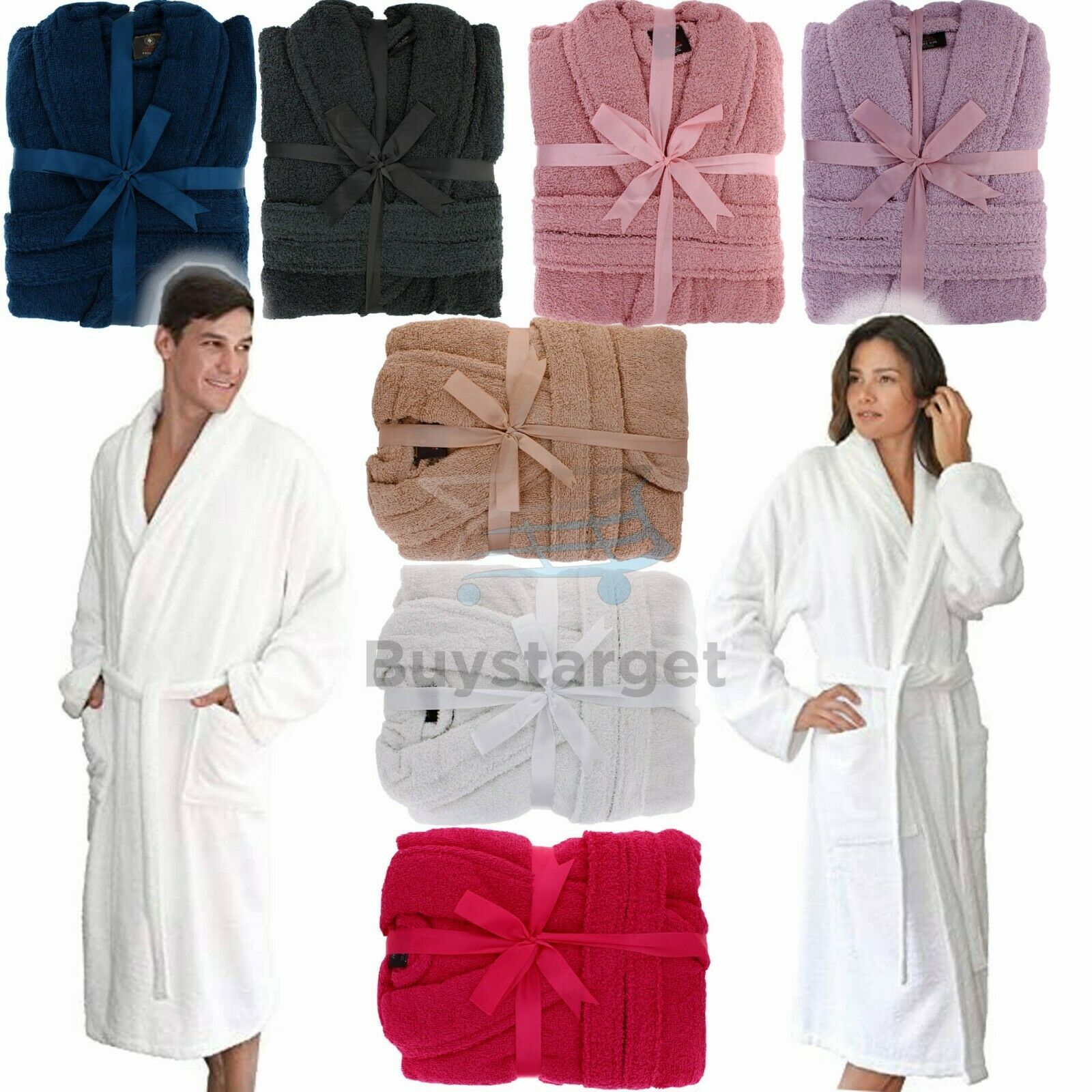 100% Cotton Terry Towelling Bath Robe Mens & Ladies Shawl Dressing Gown Bathrobe | eBay UK