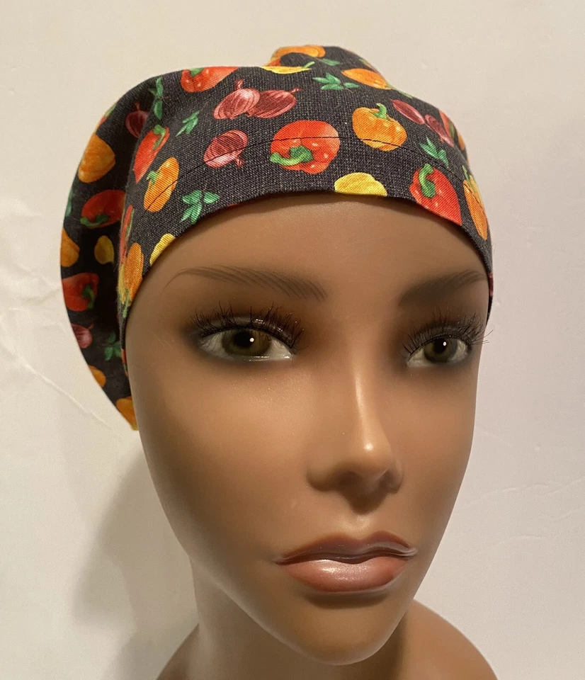 NUEVO Gorro Exfoliante Quirúrgico Estilo Euro Pimientos Brillantes, Pediátrico OR, Oficina, Sombrero Foto 3 de 4