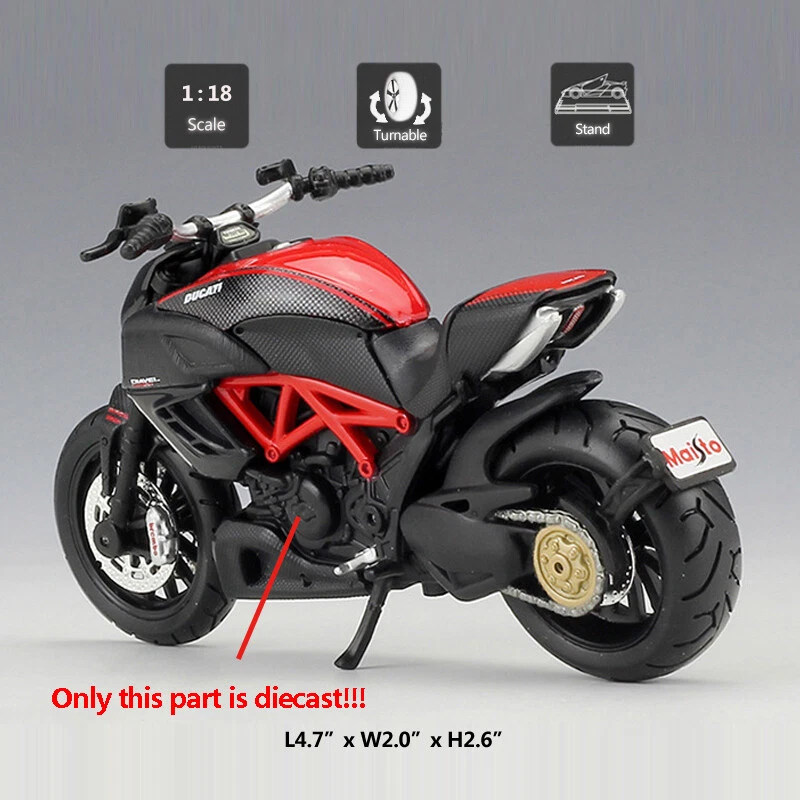 1:18 Ducati Diavel Carbono Motocicleta Modelo Diecast Coche de Juguete para Niños Niños Regalos Foto 2 de 4