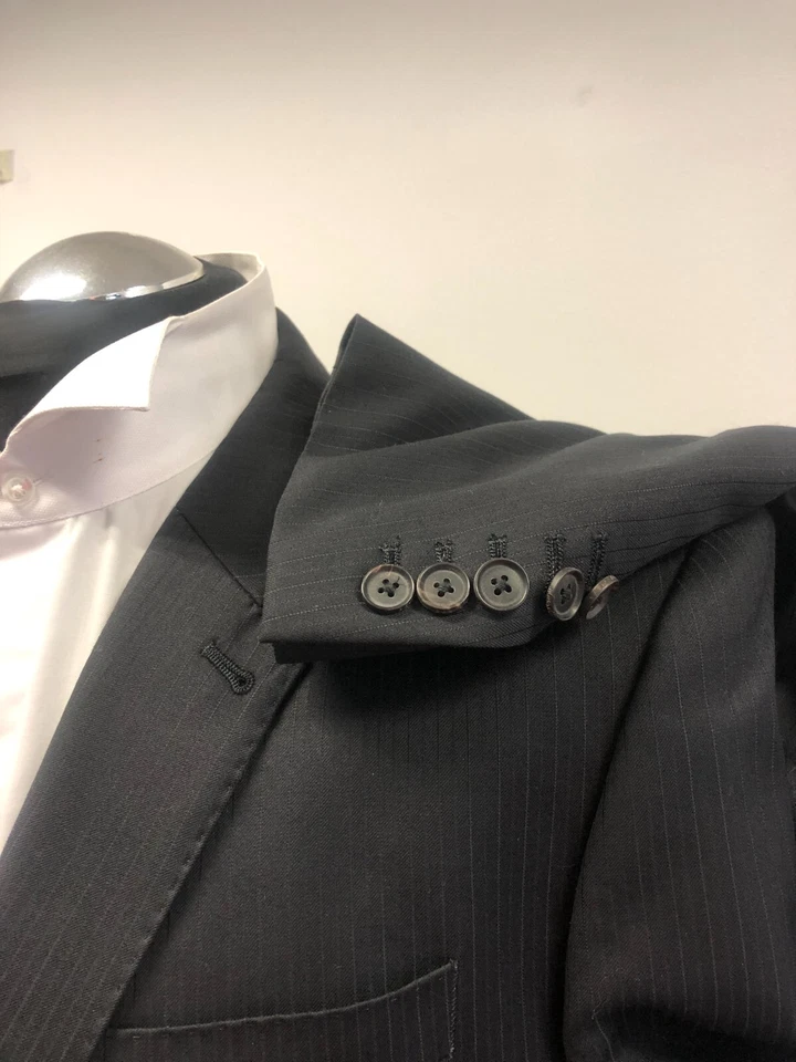 TRAJE NEXT SIGNATURE 2 PIEZAS RAYAS NEGRAS SUPER 100'S 42R TRS W36 L27 COMO NUEVO Foto 4 de 4