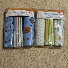 2 Packages of Boys SWIGGLES Set of 3 Receiving Blankets 100% Cotton