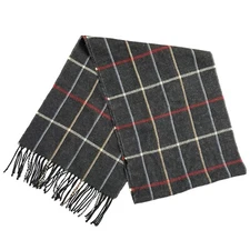 Women’s Plaid Fringe Rectangle Gray Scarf Unbranded 11.5”x72” Soft Cozy