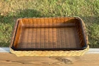 Vintage Pyrex Corning Baking Casserole Dish 232 Brown Amber 28x18x4cm W/wicker