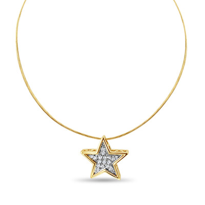 Schwebender Diamant Halskette in Sternform 14 Karat Gelbgold