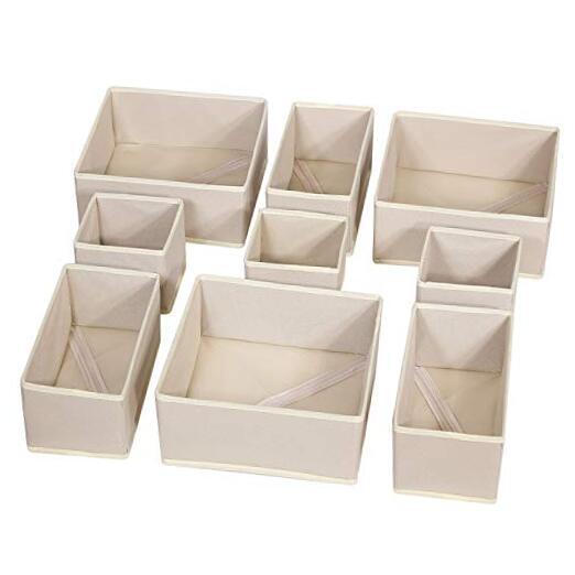 9-Pack Foldable Fabric Cloth Storage Boxes for Closet Dresser Drawer Organization and Decluttering-image