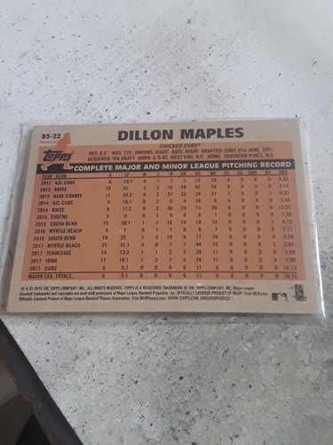 Dillon Maples SP Rookie Throwback 2018 Topps Chicago Cubs - Picture 2 of 2