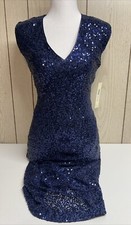 Women’sNWT ELIZA J. SEQUINS NAVY EXTENDED SHOULDER V-NECK MIDI DRESS SIZE 2 $168