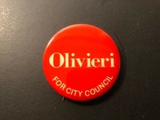 Old Vintage "Olivieri for City Council" Pinback Button 1 3/4" N.Y. Made in USA