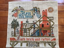 Vintage 1974 Kitchen Calendar Towel Bless This House w Made in Poland Sticker