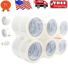 Commercial Grade 12 Pack Clear Tape - 2.7 Mil Thick, Strong Adhesive for Packing
