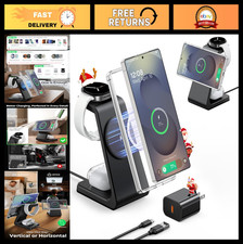 3-in-1 Magnetic Wireless Charger Station for Galaxy Watch Buds, Mag-Safe Compa