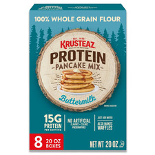 Krusteaz Protein Buttermilk Pancake  Waffle Mix, 15g Protein, 20 Oz, 8 Pack