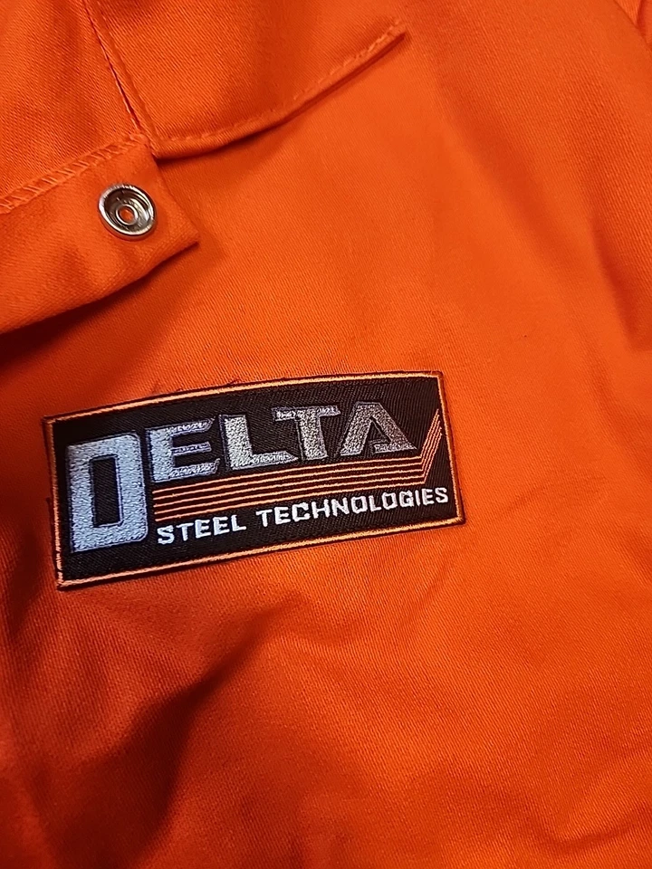 Delta Steel Logo Orange FR Long Sleeve Lightweight Work Jacket Mens Medium - Image 4 of 4