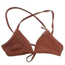 Jolyn Triangle Bikini Top Womens Medium Rust Orange Swimwear Cross Back USA Made