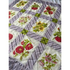 Silk Floral Roses Woman's Scarf Vintage 31.5 x 30.5 Made in Japan Hand Rolled