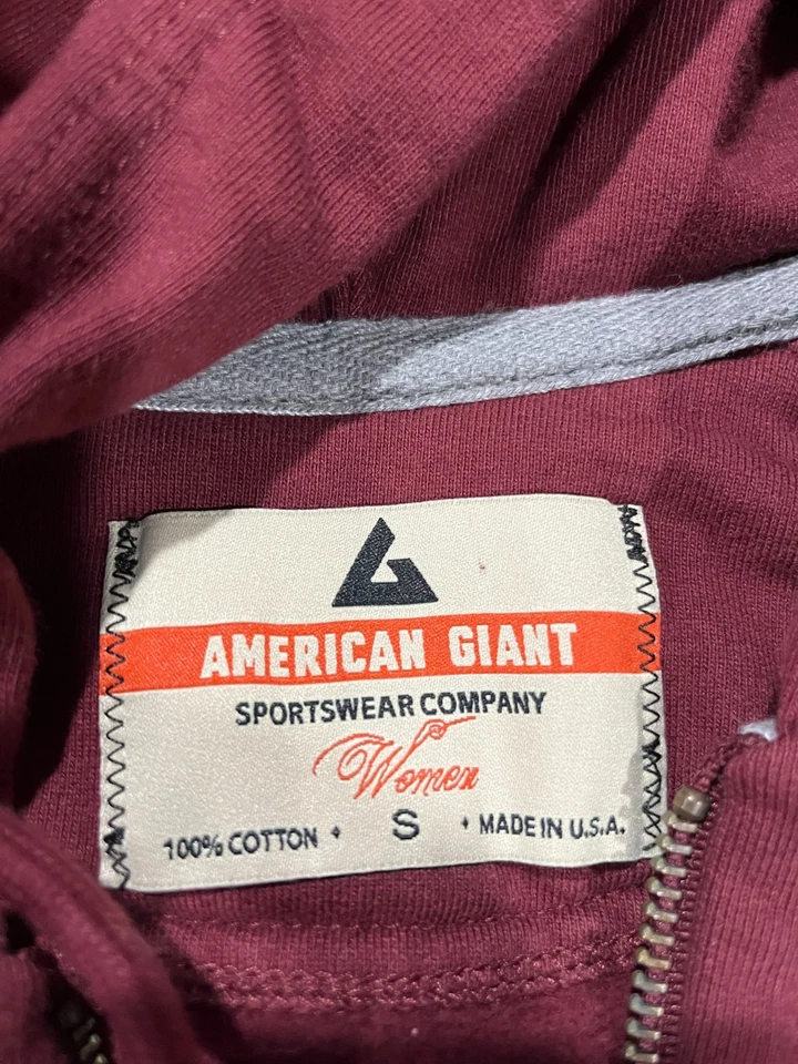 American Giant Sweatshirt Womens Small Red Hoodie Jacket USA Made Cotton - Image 3 of 4