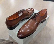 $770 Mens SANTONI "Induct" Burnished Leather Derby Dress Shoes Brown 10 D