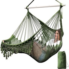 Hammock Chair Macrame Cotton Rope Hanging Swing Indoor Outdoor Large Patio Seat