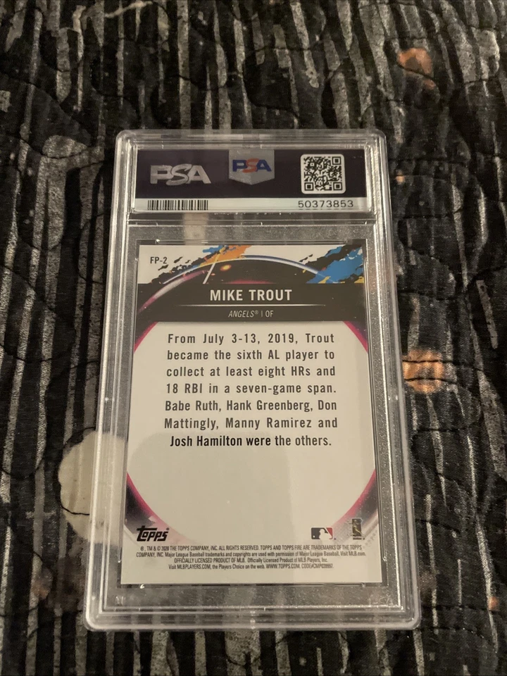 2020 Topps Chrome⚾️MIKE TROUT #FP-2 TOPPS FIRE PREVIEW NBCD PSA 9💰POP6 👈RARE! - Image 2 of 3
