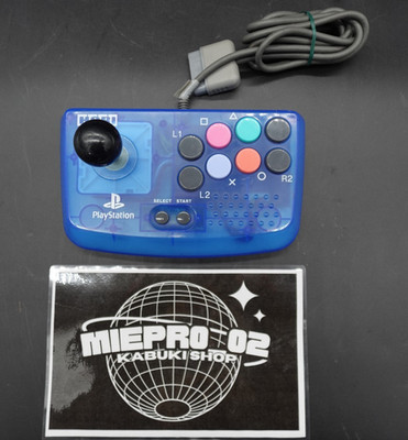 PS1 HORI COMPACT JOY STICK Clear Fighting Controller Clear Blue