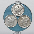 Mercury dime lot of 3, 1941-P, 1942-P, 1943-P.  90% silver coins — photo 1