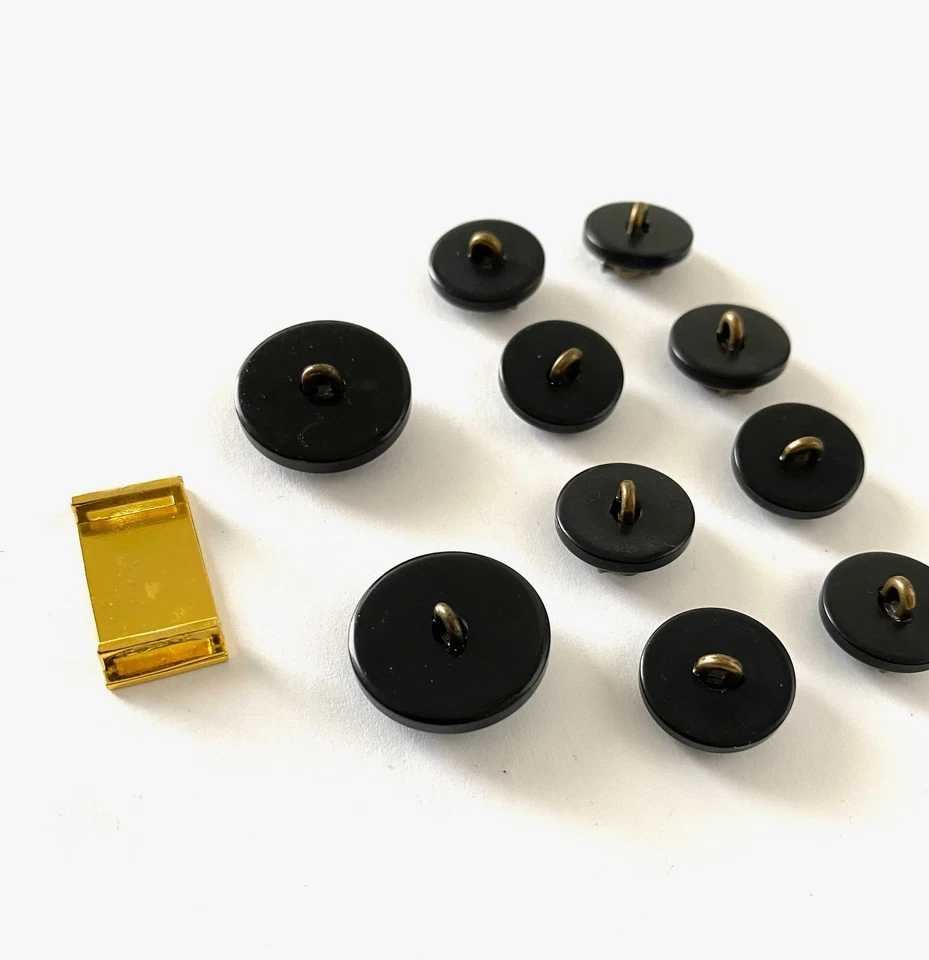 RALPH LAUREN 10 Black Brass Replacement Buttons + 1 Gold Logo Suit Jacket Top 🖤 - Image 4 of 4