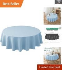 Light Blue Round Tablecloth 60" - Water Resistant Elegant for Weddings