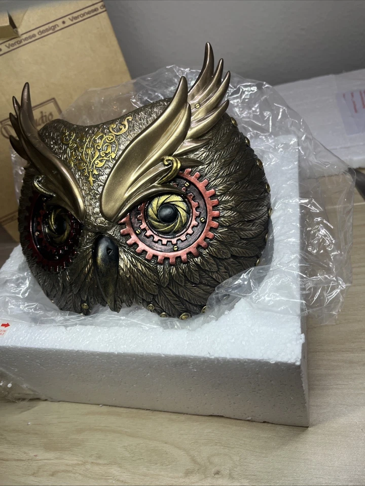 Steampunk Owl Mask Wall Sculpture STUDIO COLLECTION By Veronese Design NIB - Image 2 of 4