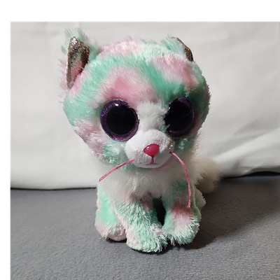 Ty Opal TySilk Plush Cat Pastel Colors Large Eyes 049563