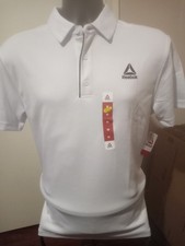 New Reebok Performance Polo Shirt White Golf Moisture Management Men's Medium M