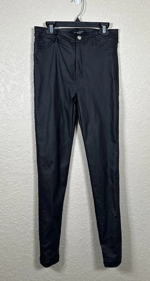 Pantalones Love Tree Denim Imitación Cuero Plisado Negros Y2K Otoño Mujer’s Talla M Medianos Foto 2 de 4