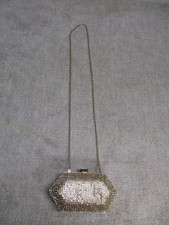 Cache Evening Bag Rhinestone Purse Shoulder Chain Strap Gold Tone Mesh