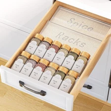 Spice Drawer Organizer, 2 Tier- 2 Pack 11 '' W x 2-Tier, Clear-2Pcs 