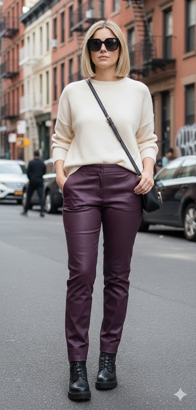 023. Kate Spade Saturday Coated Canvas Plum Pants - Size 10 - MSRP $120
