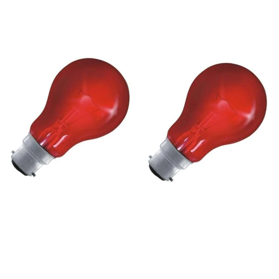 BUYASPARE 2 Pack Fireglow 60W Red Incandescent GLS Bulbs BC/B22 Bayonet Cap