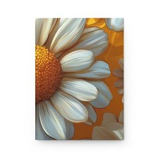 Hardcover Journal Matte, White Daisy Pattern with Orange Background, Floral