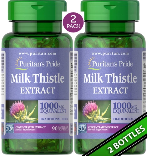 2 Pack Milk Thistle 4:1 Extract 1000mg (Silymarin) Concentrated Extract 180 sgls