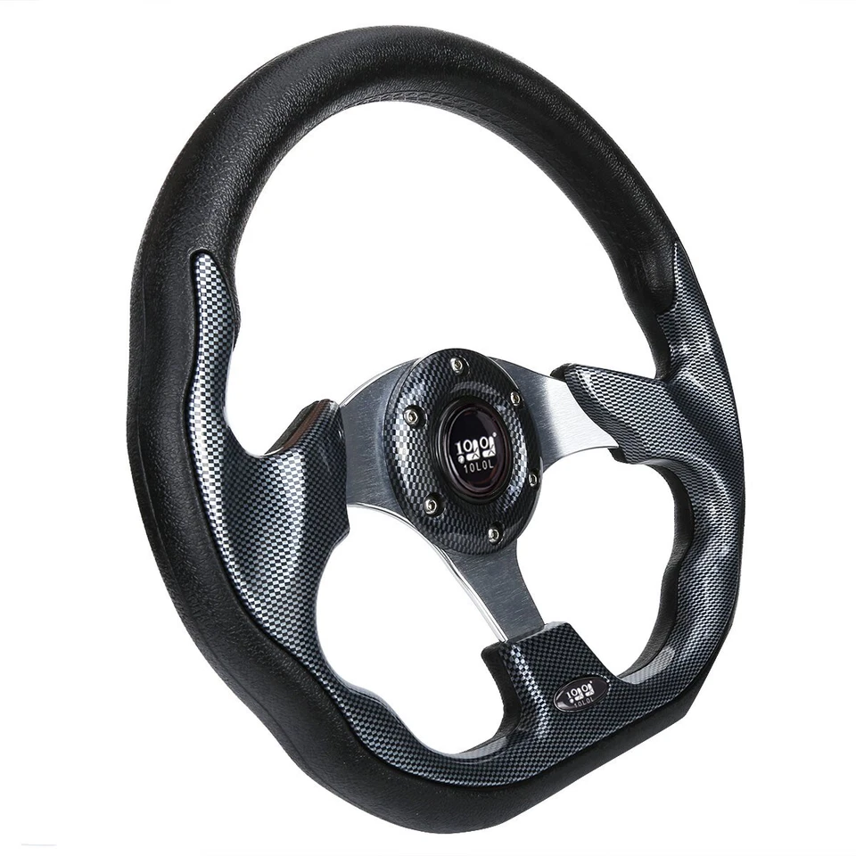 10L0L 12.5'' Carbon Fiber Golf Cart Steering Wheel for Yamaha EZGO Club Car-Gray Foto 4 de 4